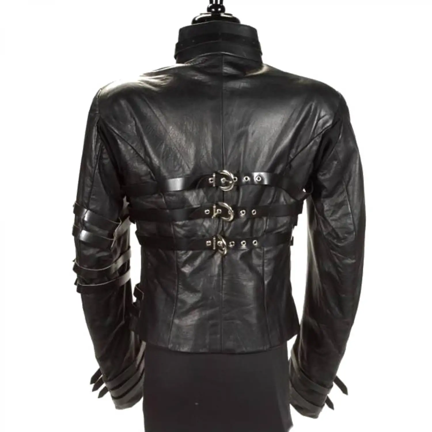 MJ Gothic Military Leather Jacket - Hot Punk Style Genuine Leather